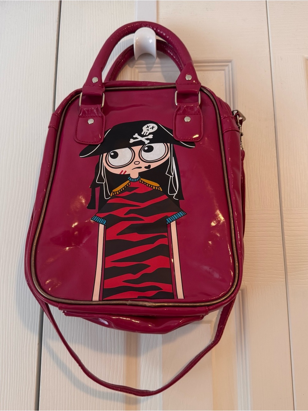 Little Marc Jacobs Pink Patent Crossbody Bag with Pirate Cartoon